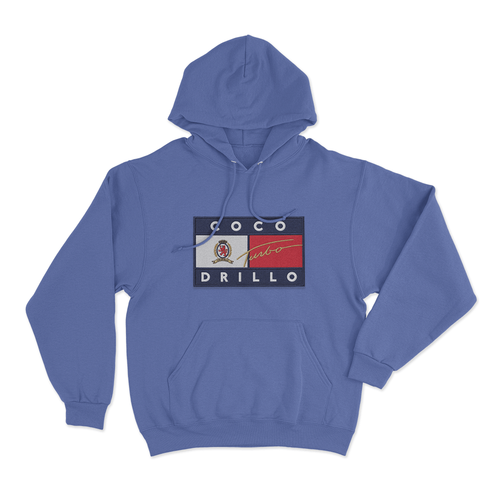 Coco Drillo Turbo Flag Unisex Hoodie Blue Coco Drillo Turbo Flag Unisex Hoodie Blue