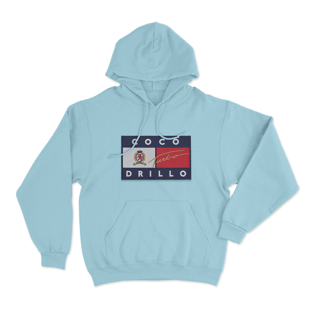 Coco Drillo Turbo Flag Unisex Hoodie Sky Blue Coco Drillo Turbo Flag Unisex Hoodie Sky Blue