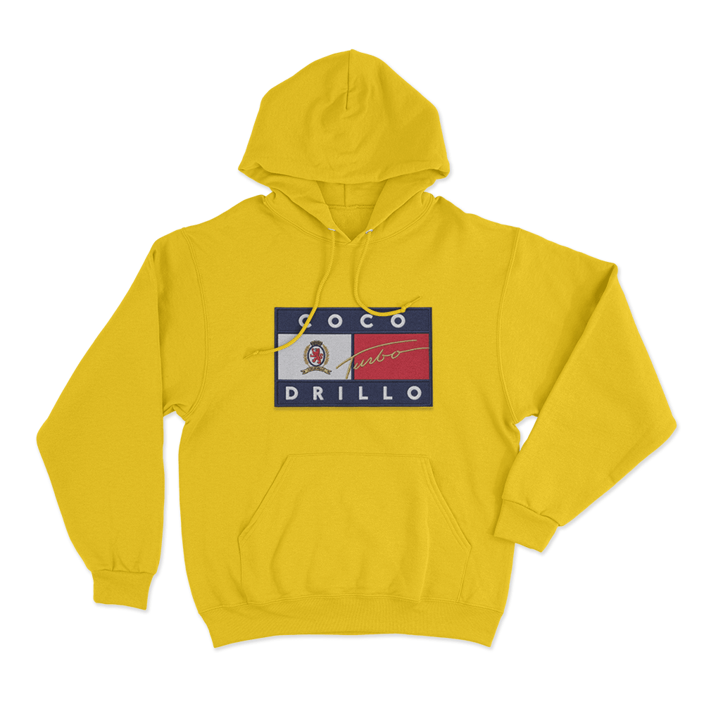 Coco Drillo Turbo Flag Unisex Hoodie Yellow Coco Drillo Turbo Flag Unisex Hoodie Yellow